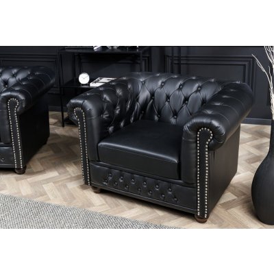 Noble Home Chesterfield černé kožené – Zboží Mobilmania