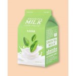 A'Pieu Green Tea Milk One-Pack zklidňující jednorázová bavlněná maska s extrakty mléka zeleného čaje a vilínu 21 g – Zboží Dáma