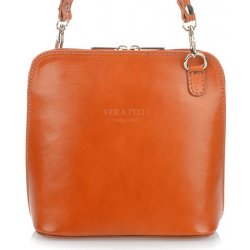 Vera Pelle K03 dámská kožená crossbody kabelka světle hnědá