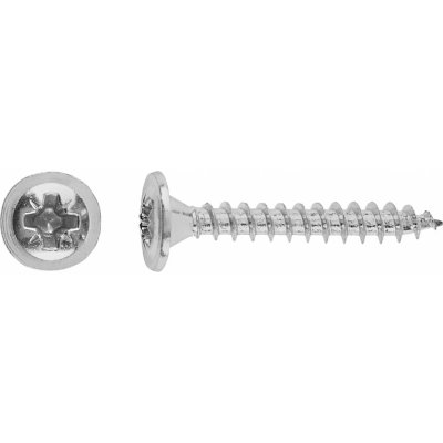 Vrut do zadní nábytkové desky s talířovou hlavou PZ1 bíle pozink. 3x16mm, 40ks – Hledejceny.cz