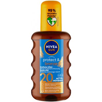 Nivea Sun Protect & Bronze olej na opalování spray podporující zhnědnutí SPF20 200 ml