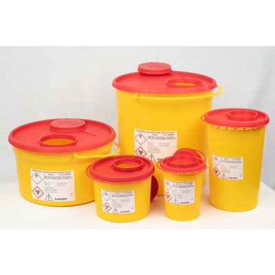 YANNICK Kontejner na kontaminovaný odpad, žlutý + červené víko 1 l – Sleviste.cz