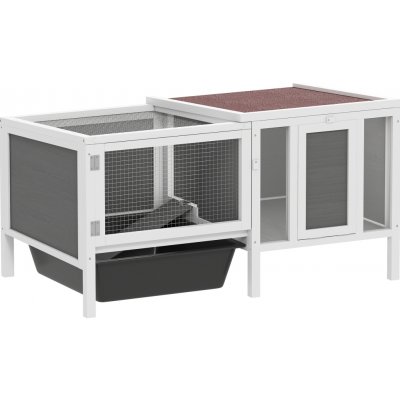 PawHut s výběhem rampou 3 vchody výsuvným tácem šedá 105 x 57,5 ​​x 51,5 cm – Zboží Dáma