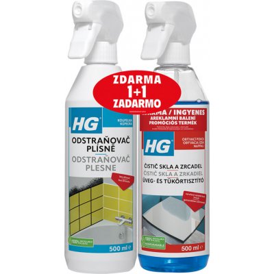 HG Odstraňovač plísně 500 ml + HG čistič skel 500 ml – Sleviste.cz