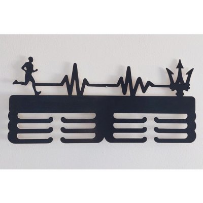 LYMFY | Dřevěný věšák na medaile malovaný 55cm BEH PULZ SYMBOL | přírodní dřevo – Zboží Dáma