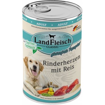 LandFleisch Dog Classic hovězí srdce s rýží 6 x 400 g – Hledejceny.cz