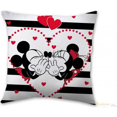 Jerry Fabrics Polštář Mickey a Minnie stripes 40x40