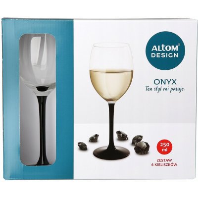 Design Sklenice na bílé víno Altom Onyx černá transparentní 6 x 250 ml – Zboží Mobilmania