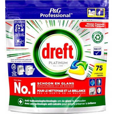 Dreft Platinum Lemon All in One gelové kapsle do myčky se svěží vůní citronu 75 ks – Hledejceny.cz