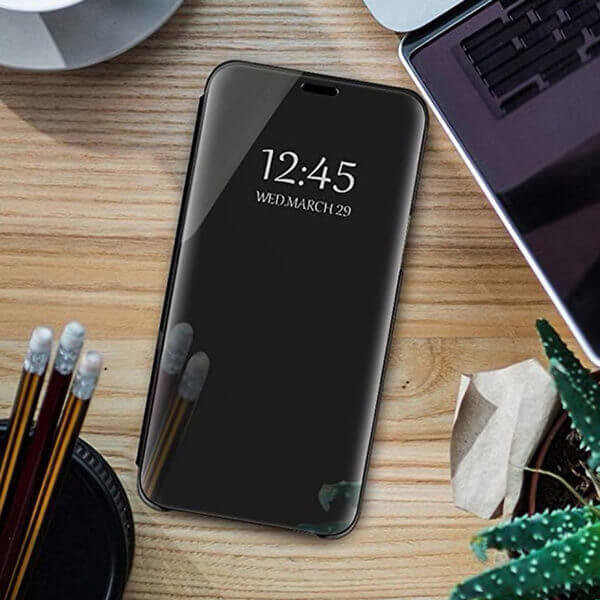 Pouzdro SES Zrdcadlové silikonové flip Samsung Galaxy S21 FE 5G - černé