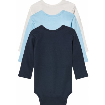 Lupilu Dětské body s BIO bavlnou 3kusy bílá modrá navy modrá – Sleviste.cz