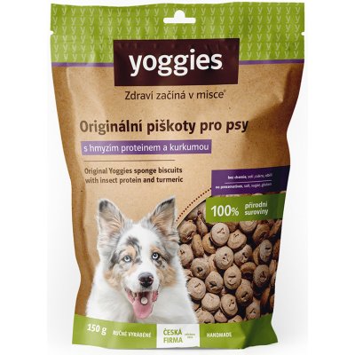 Yoggies hypoalergenní bezlepkové piškoty s hmyzím proteinem a kurkumou 150 g – Zbozi.Blesk.cz