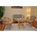 Ratanová sedací souprava Bahama medová velká polstry levandule – Zboží Dáma