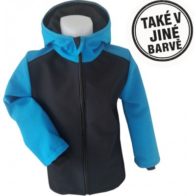 Chlapecká softshellová bunda s fleecem černá s barevnými rukávy – Sleviste.cz