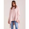 Dámský svetr a pulovr Fashionweek Elegantní pletené pončo svetr s rolákem JK23 SKIBA světle růžová