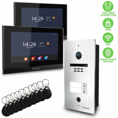 EVOLVEO DoorPhone ID-2, 2drátový videotelefon pro dva byty s RFID, otiskem prstu a podporou ONVIF ka DP-ID-2-S – Hledejceny.cz