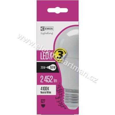 Emos žárovka LED Classic A67 20W 2452lm 4100K E27 neutrální bílá – Zboží Živě