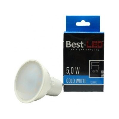 BEST LED žárovka GU10, 240V 5W, CW S PATICÍ, STUDENÁ