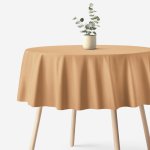Goldea kulatý ubrus 100% bavlněné plátno hnědý Ø 130 cm – Sleviste.cz