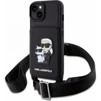 Pouzdro Karl Lagerfeld Saffiano Crossbody Karl and Choupette NFT iPhone 14 černé – Zboží Mobilmania