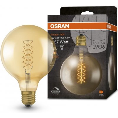 Osram LED žárovka globe Vintage, 4,8 W, 420 lm, teplá bílá, E27