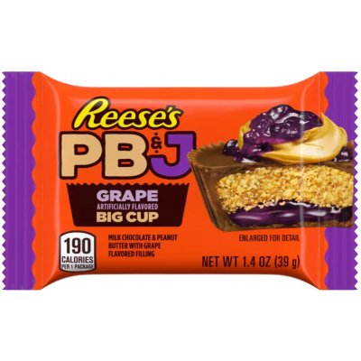 Reese's košíček plněný arašídovým máslem a hroznovou marmeládou s polevou z čokolády 39 g – Zboží Dáma