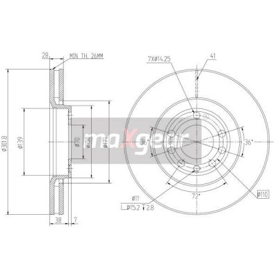 Brzdový kotouč OPEL přední VECTRA C 569004 MAXGEAR – Hledejceny.cz