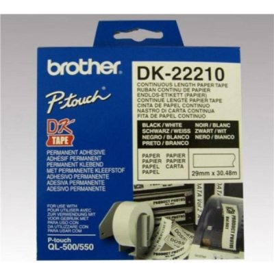 Samolepicí role pro tiskárny Brother QL - DK-22210, 29 mm x 30,48 m, černý tisk, bílá – Zboží Živě
