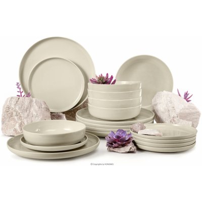 Konsimo JÍDELNÍ SERVIS KOMPLET PRO 6 osob BÉŽOVÝ VICTO LESK 18 ks – Sleviste.cz