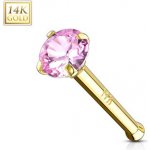 Šperky4U zlatý piercing do nosu růžový zirkon ZL01126P-YG – Sleviste.cz