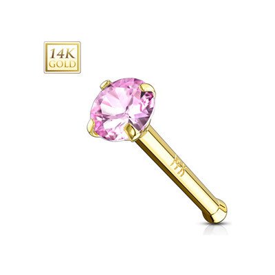 Šperky4U zlatý piercing do nosu růžový zirkon ZL01126P-YG – Sleviste.cz