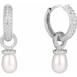 JwL Luxury Pearls stříbrné multifunkční náušnice kroužky s pravou perlou a zirkony 2v1 JL0592 – Sleviste.cz