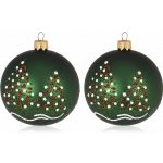 H&L Vánoční koule Deco skleněná s jehličnany zelená 8 cm – Hledejceny.cz