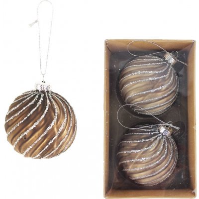 MOREX s.r.o. Vánoční skleněné ozdoby béžové 2 ks – Zboží Mobilmania