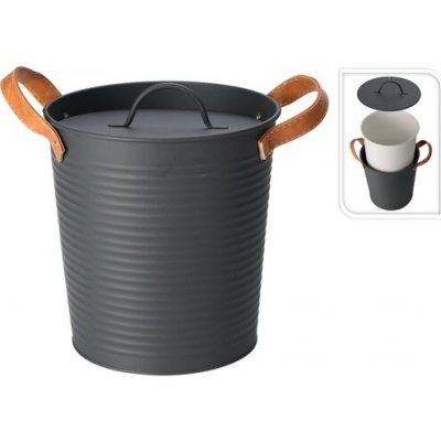 Kovový kbelík na led s víkem, černá