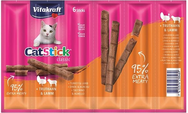 Vitakraft Cat Stick pochoutka krůta/jehně, 6 x 6 g