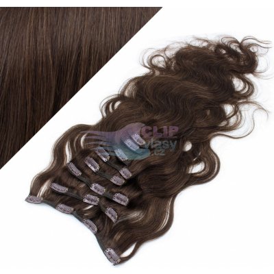 Vlnité clip in vlasy REMY 50cm tmavě hnědá #2 – Zboží Mobilmania