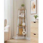 VASAGLE Rohový regál 4 police 34 x 125 x 34 cm dub bílý – Sleviste.cz