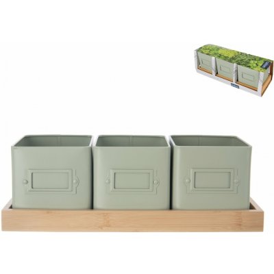 Květináč bylinky GREENISH 11,5x11,5 cm 3 ks+podtácek – Hledejceny.cz