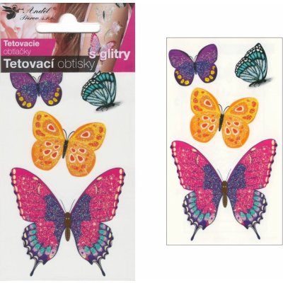 Anděl Přerov Tetovací obtisky s glitry motýli 10,5 x 6 cm