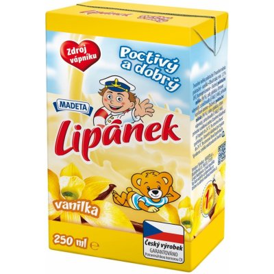 Madeta Lipánek trvanlivé polotučné mléko vanilka 250 ml – Zboží Mobilmania