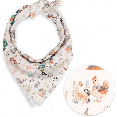 Biante dětský bavlněný šátek Sandra SA-563 Zvířátka na farmě na bílém – Sleviste.cz