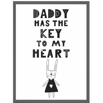 Dětský plakát Táta má klíč mého srdce 50X70 cm + šedý kamenný rám – Zboží Mobilmania