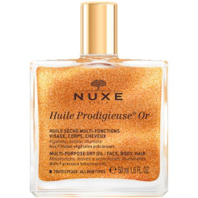 Nuxe Huile Prodigieuse® OR Multifunkční třpytivý suchý olej multifunkční třpytivý suchý olej na pleť, tělo a vlasy 50 ml – Sleviste.cz