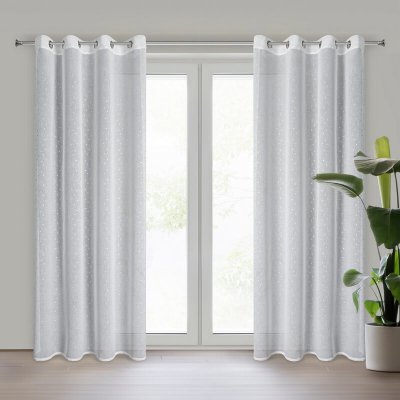 Takoy Záclona GINA z lesklého etamínu zdobená třpytivým potiskem srdíček 140 x 250 cm-HF-454602 | 140 x 250 cm – Zboží Mobilmania