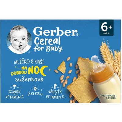Gerber Cereal mlíčko s kaší na dobrou noc sušenkové 2 x 200 ml – Zboží Dáma