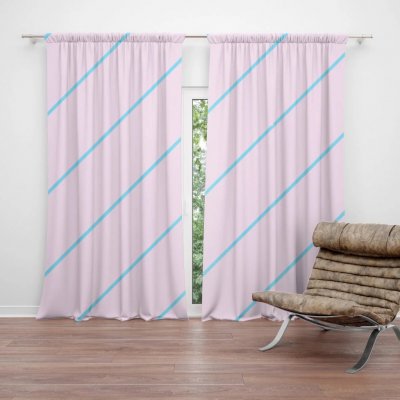 Sablio Závěs Modré pruhy na růžové: 2ks 140x250cm – Hledejceny.cz