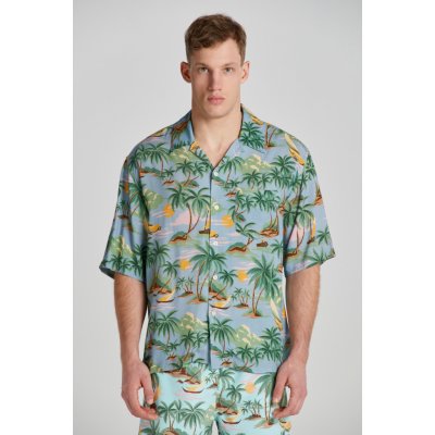 Gant košile rel viscose Hawaii print SS shirt modrá