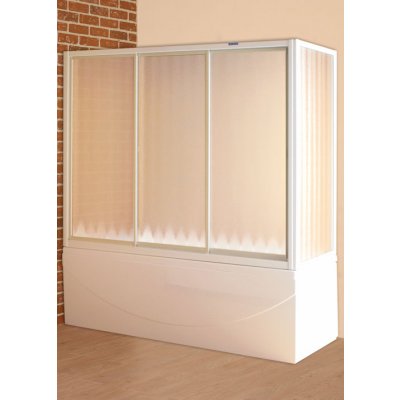 PV3/1400 - vanová zástěna - polystyrol rugiada, profil bílý/stříbro – Zboží Dáma