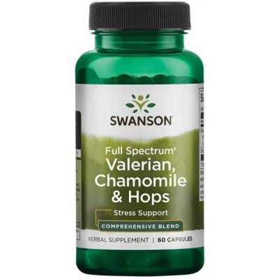 Swanson Full Spectrum Valerian, Chamomile & Hops 60 kapslí